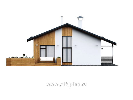 Проекты домов Альфаплан - "Литен" - проект простого одноэтажного дома с комфортной планировкой - превью фасада №3