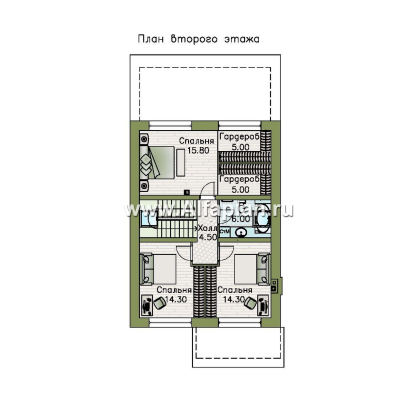 Проекты домов Альфаплан - "Генезис" - проект дома, с мансардой, с террасой в современном стиле - превью плана проекта №2