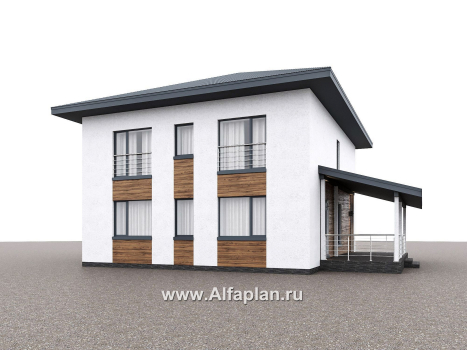 Проекты домов Альфаплан - "Чистая линия"  - проект дома, 2 этажа, мастер спальня, с террасой, в современном стиле - превью дополнительного изображения №1