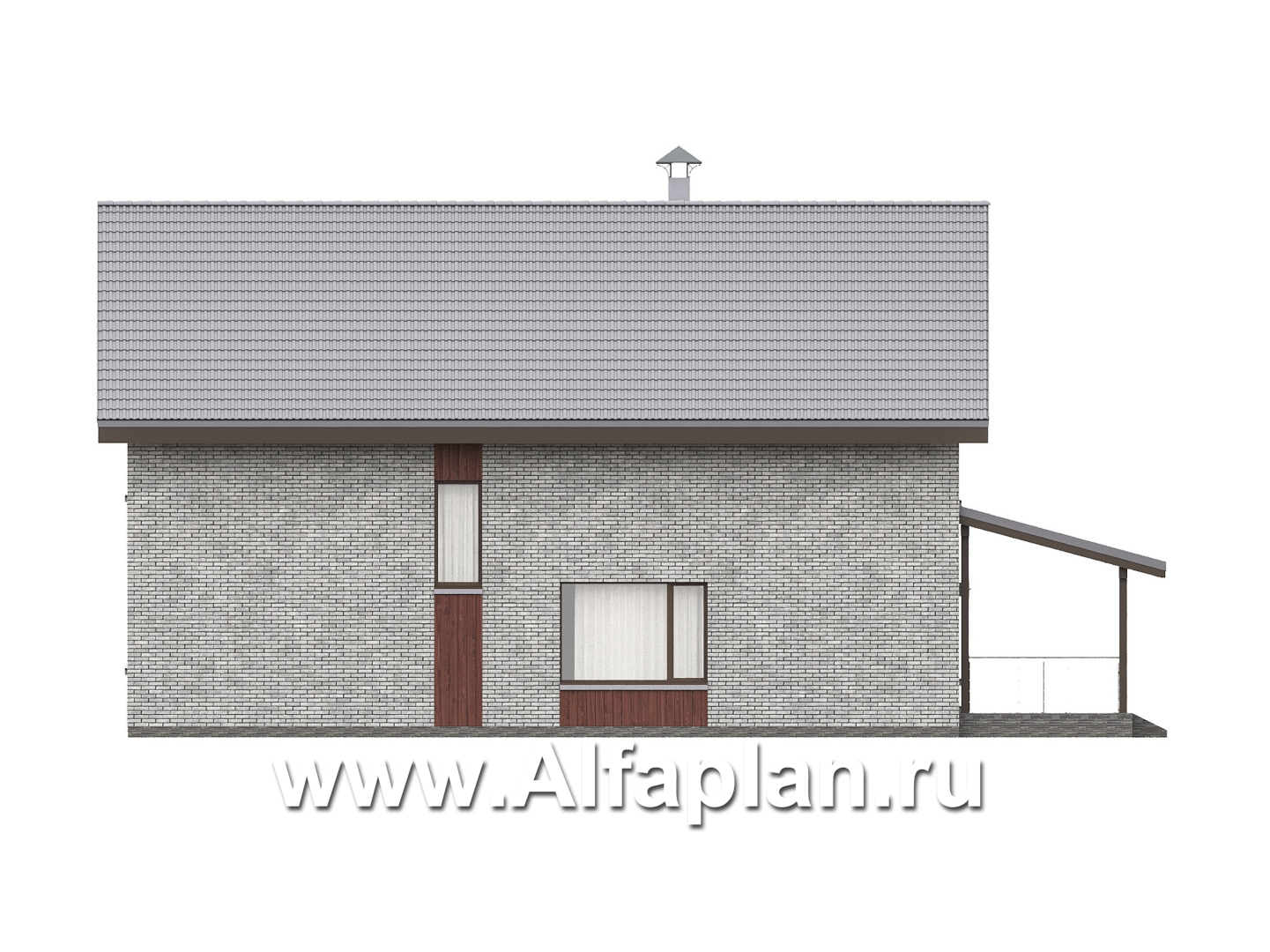 Проекты домов Альфаплан - "Мой путь" - проект дома из кирпича, 2 этажа, с террасой и с 5-ю спальнями - изображение фасада №3