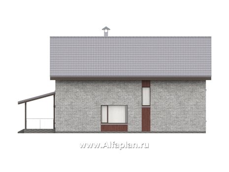 Проекты домов Альфаплан - "Мой путь" - проект дома из кирпича, 2 этажа, с террасой и с 5-ю спальнями - превью фасада №2