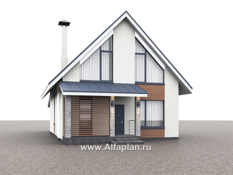 Проекты домов Альфаплан - "Генезис" - проект дома, с мансардой, с террасой в современном стиле - превью дополнительного изображения №1
