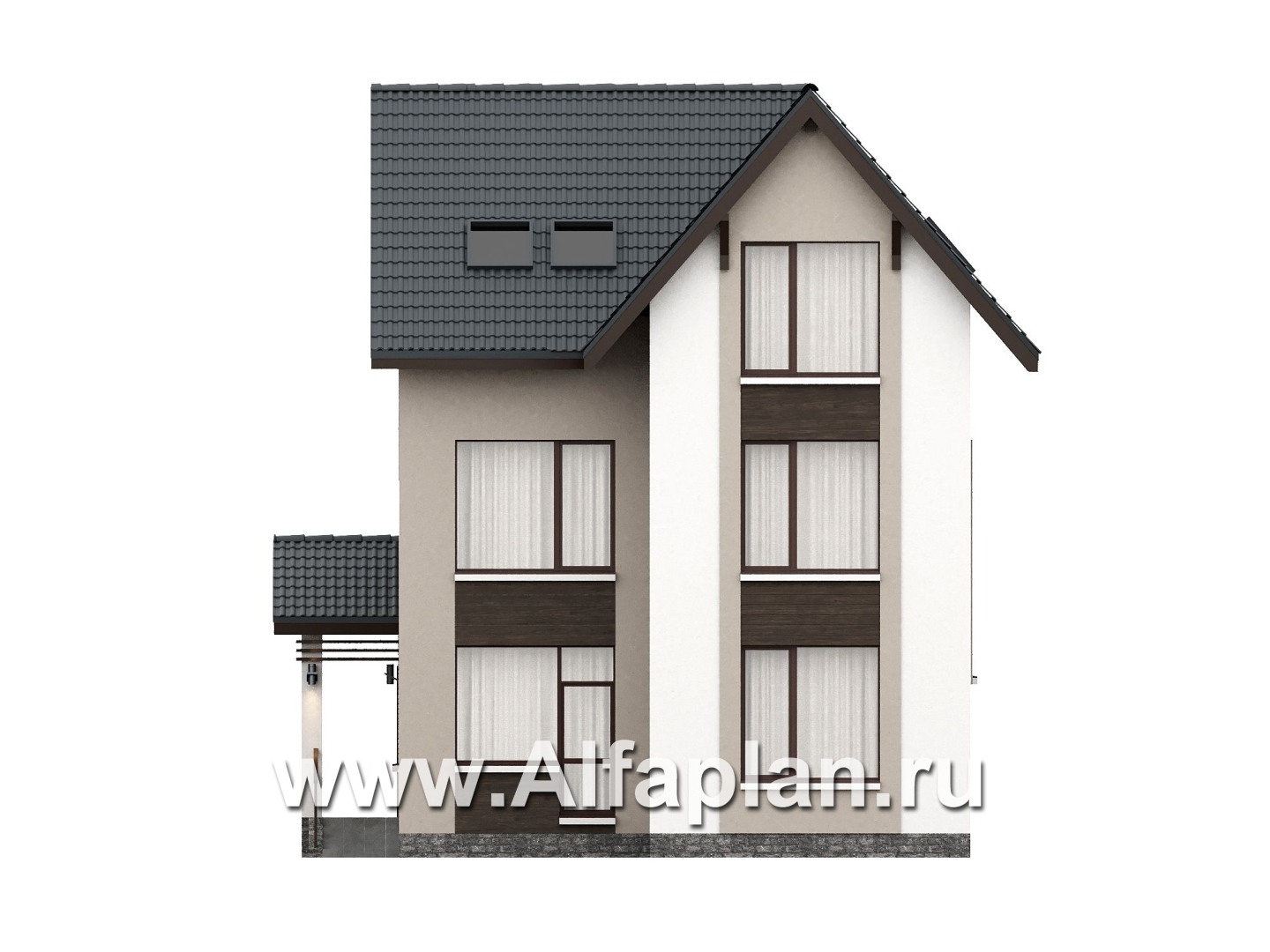 «Темная долина» - проект двухэтажного дома, с мансардой - фасад дома