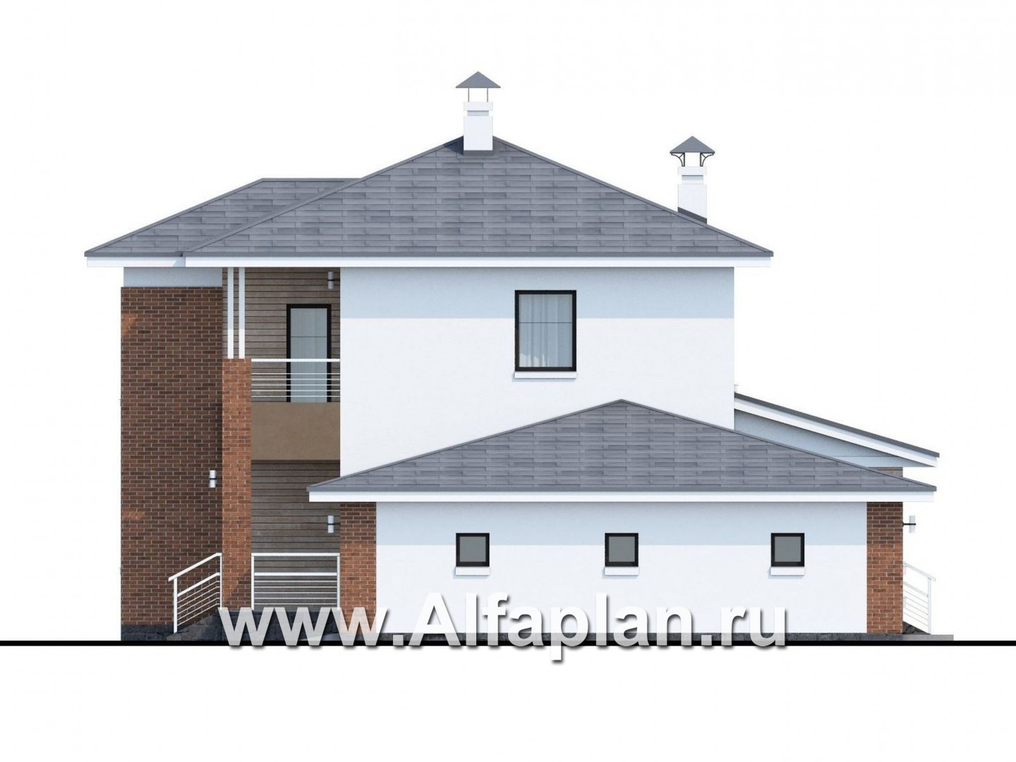 Проекты домов Альфаплан - «Рефлекс» - современный комфортабельный дом с гаражом - изображение фасада №2
