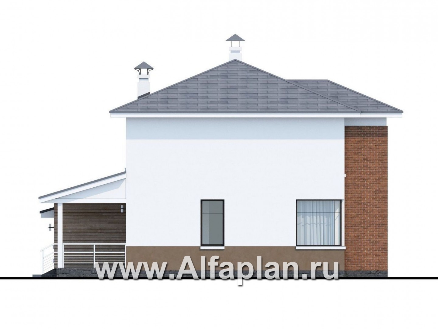 Проекты домов Альфаплан - «Рефлекс» - современный комфортабельный дом с гаражом - изображение фасада №3