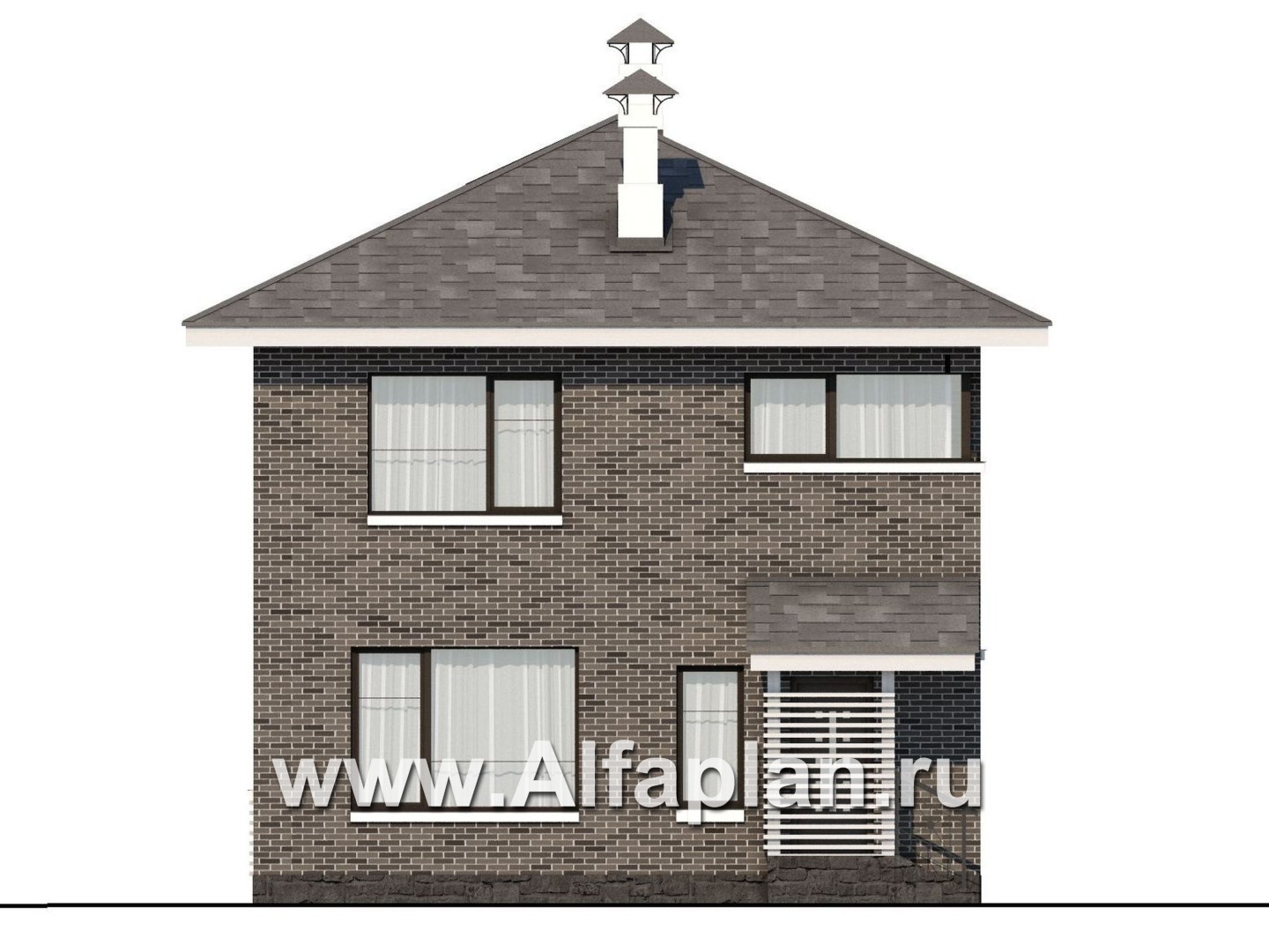 Проекты домов Альфаплан - Кирпичный дом «Серебро» для небольшой семьи - изображение фасада №4