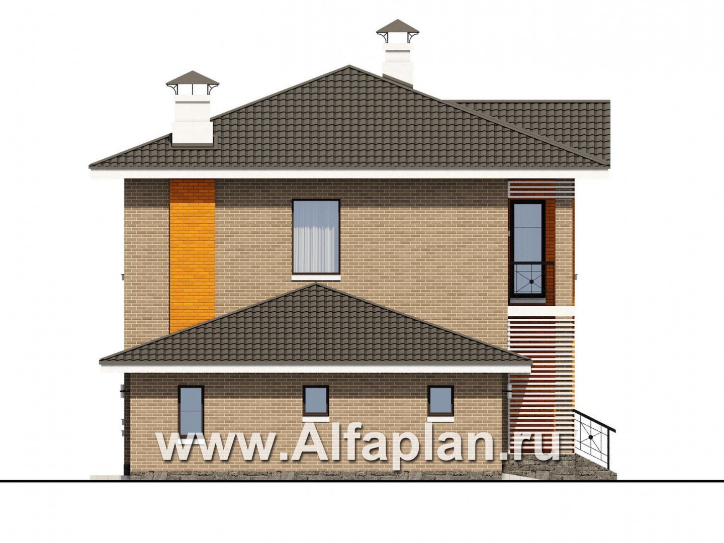 Проекты домов Альфаплан - «Серебро» - современный экономичный дом с гаражом - изображение фасада №2