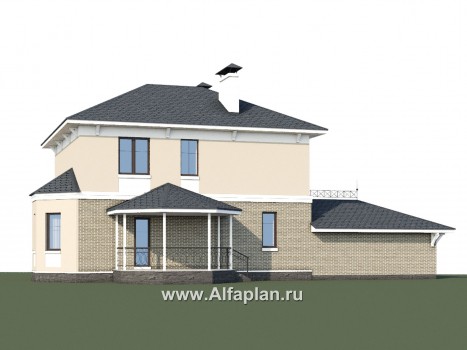 Проекты домов Альфаплан - «Классика» - двухэтажный особняк с эркером и гаражом на два автомобиля - превью дополнительного изображения №1