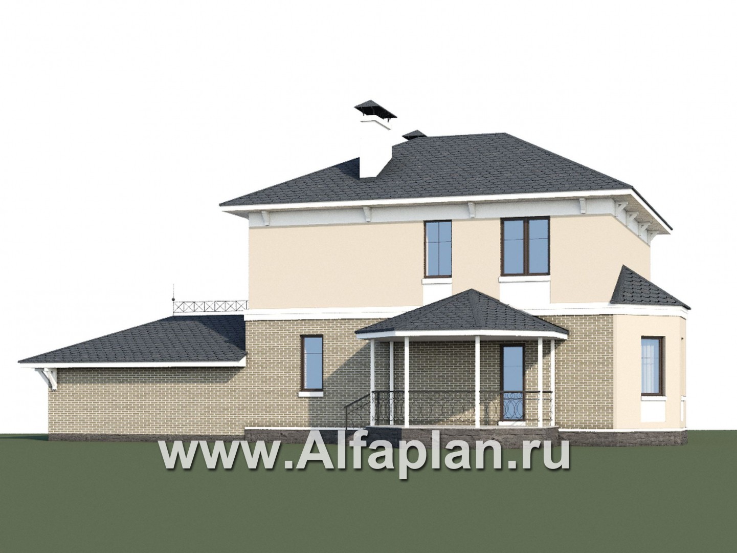 Проекты домов Альфаплан - «Классика» - двухэтажный особняк с эркером и гаражом на два автомобиля - дополнительное изображение №1