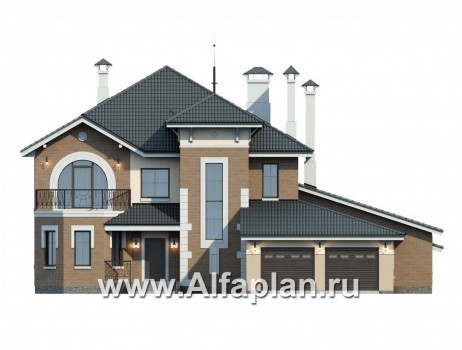 Проекты домов Альфаплан - 137Б «Феникс» + СПА-центр 288В - удобный дом с комплексом для отдыха - превью фасада №1