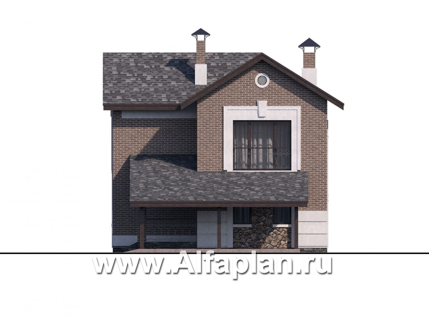 Проекты домов Альфаплан - «Каменка» - компактный экономичный дом в ретро-стиле - изображение фасада №2