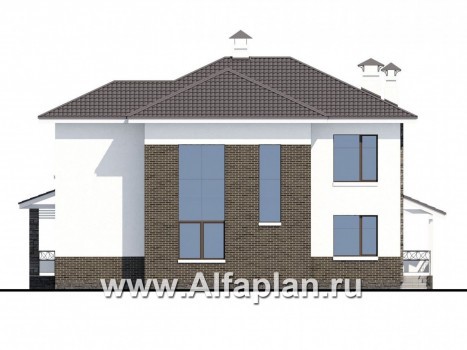 Проекты домов Альфаплан - «Статский советник» - комфортабельный коттедж в современном стиле - превью фасада №4