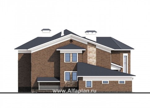 Проекты домов Альфаплан - «Пятьсот квадратов» — комфортабельный загородный особняк бизнес-класса - превью фасада №3