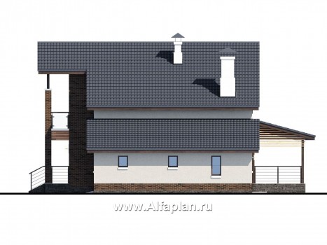 Проекты домов Альфаплан - «Галс» - двухэтажный коттедж со вторым светом и гаражом - превью фасада №2