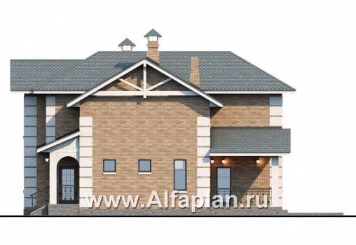 Проекты домов Альфаплан - «Потемкин» - элегантный двуxэтажный коттедж - превью фасада №2