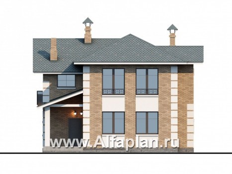 Проекты домов Альфаплан - «Потемкин» - элегантный двуxэтажный коттедж - превью фасада №4