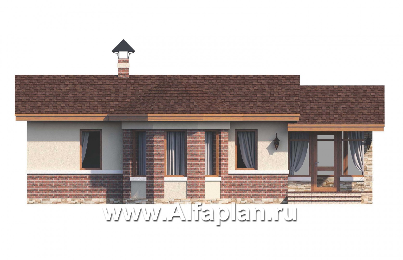 Проекты домов Альфаплан - Удобная современная баня с верандой - изображение фасада №1