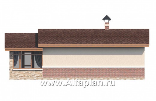 Проекты домов Альфаплан - Удобная современная баня с верандой - превью фасада №4