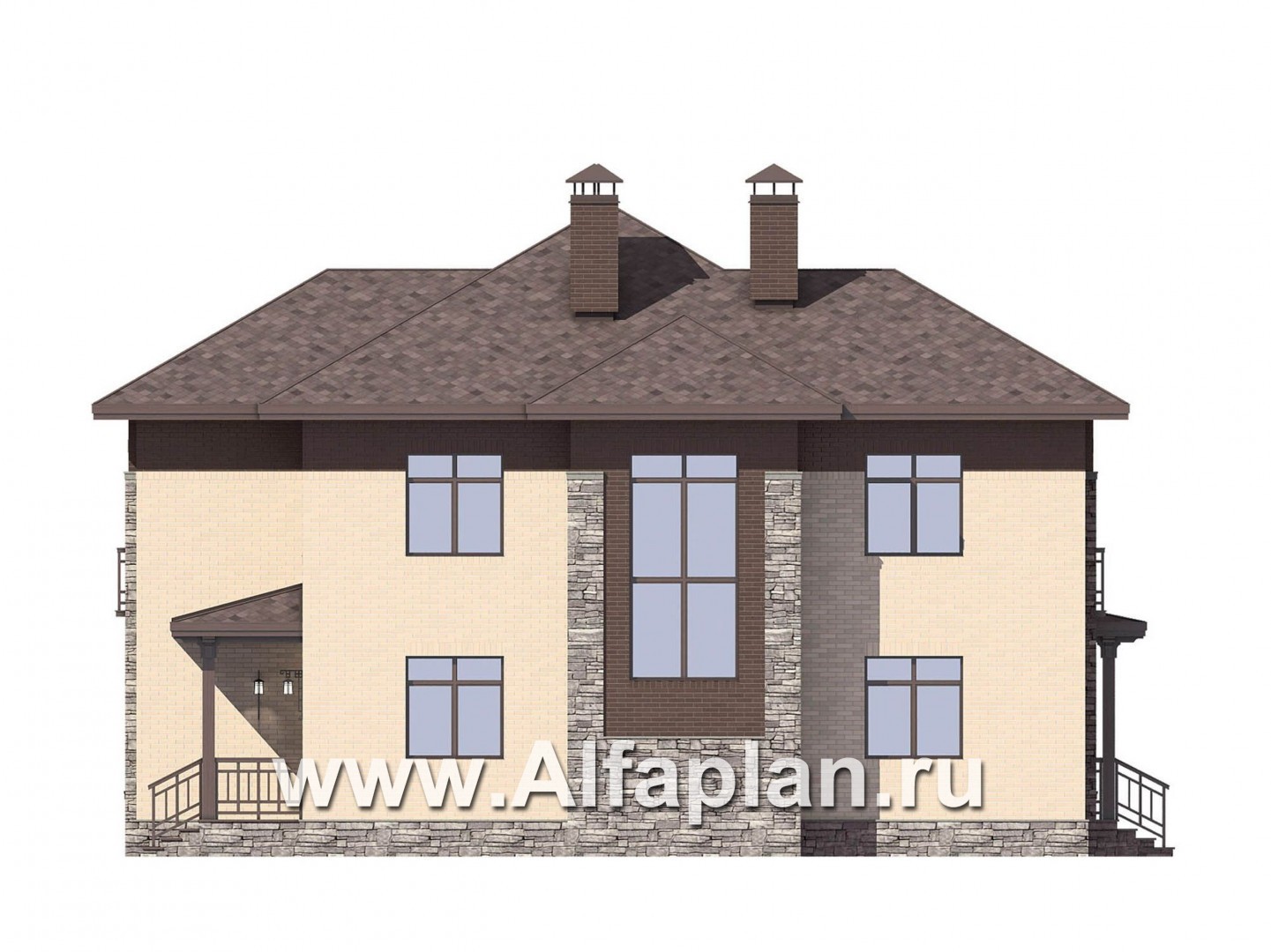 Проекты домов Альфаплан - Двухэтажный коттедж c удобной планировкой - изображение фасада №1