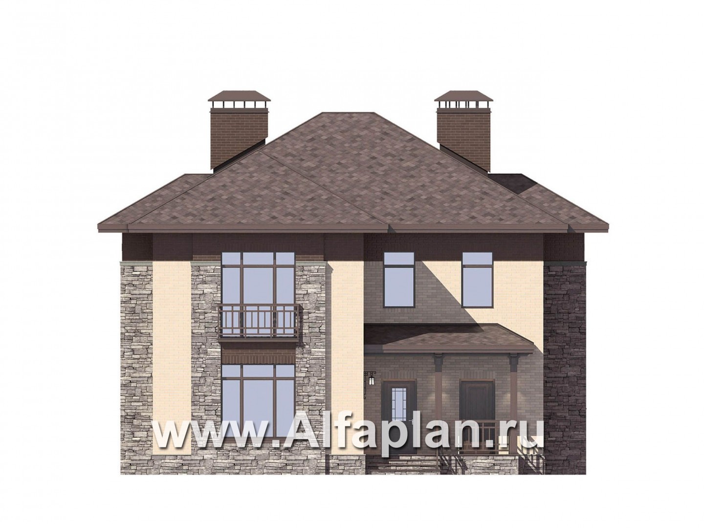 Проекты домов Альфаплан - Двухэтажный коттедж c удобной планировкой - изображение фасада №2