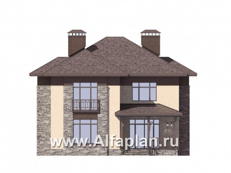 Проекты домов Альфаплан - Двухэтажный коттедж c удобной планировкой - превью фасада №4