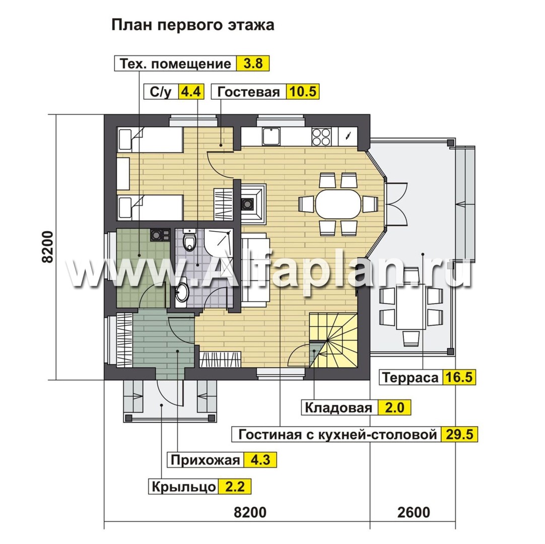 Проекты домов Альфаплан - Компактный и экономичный каркасный дом - изображение плана проекта №1