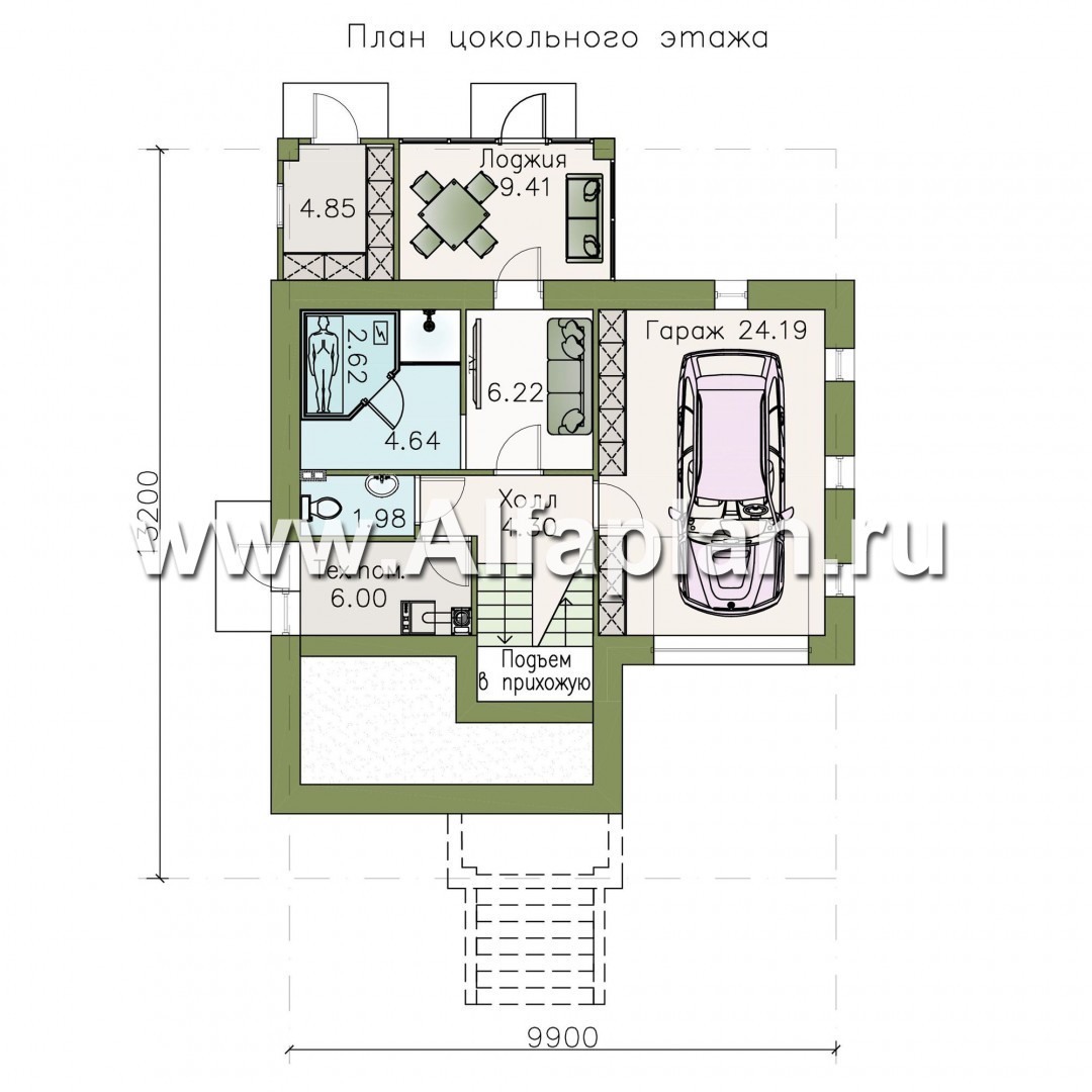 Проекты домов Альфаплан - «Берег» - современный компактный коттедж для небольшого участка - изображение плана проекта №1