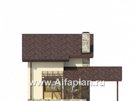 Проекты домов Альфаплан - Компактный каркасный дом для узкого участка - превью фасада №3