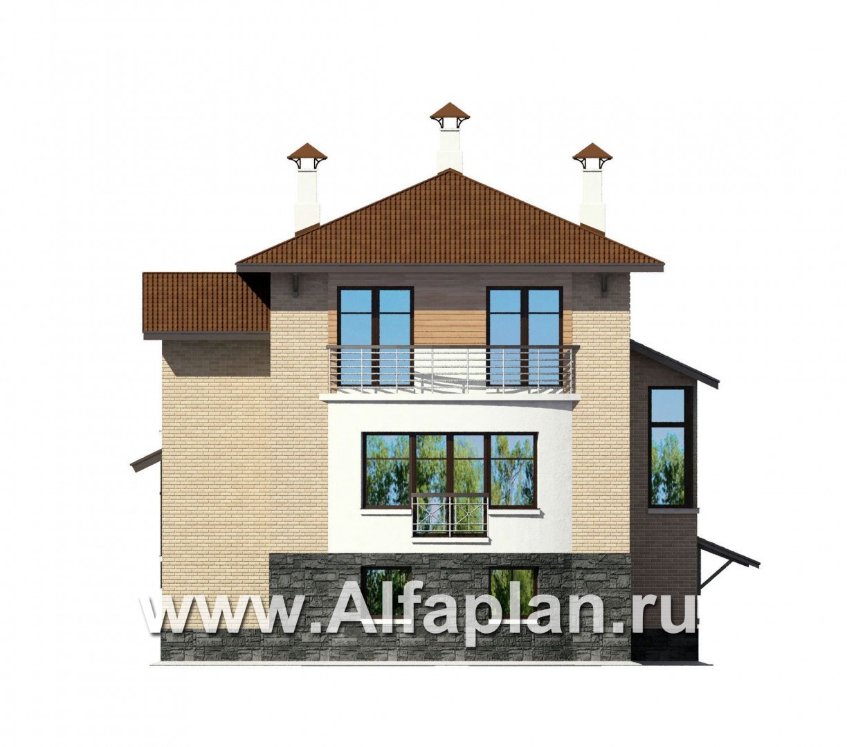 Проекты домов Альфаплан - «Светлая жизнь» - современный дом с большими окнами - изображение фасада №4