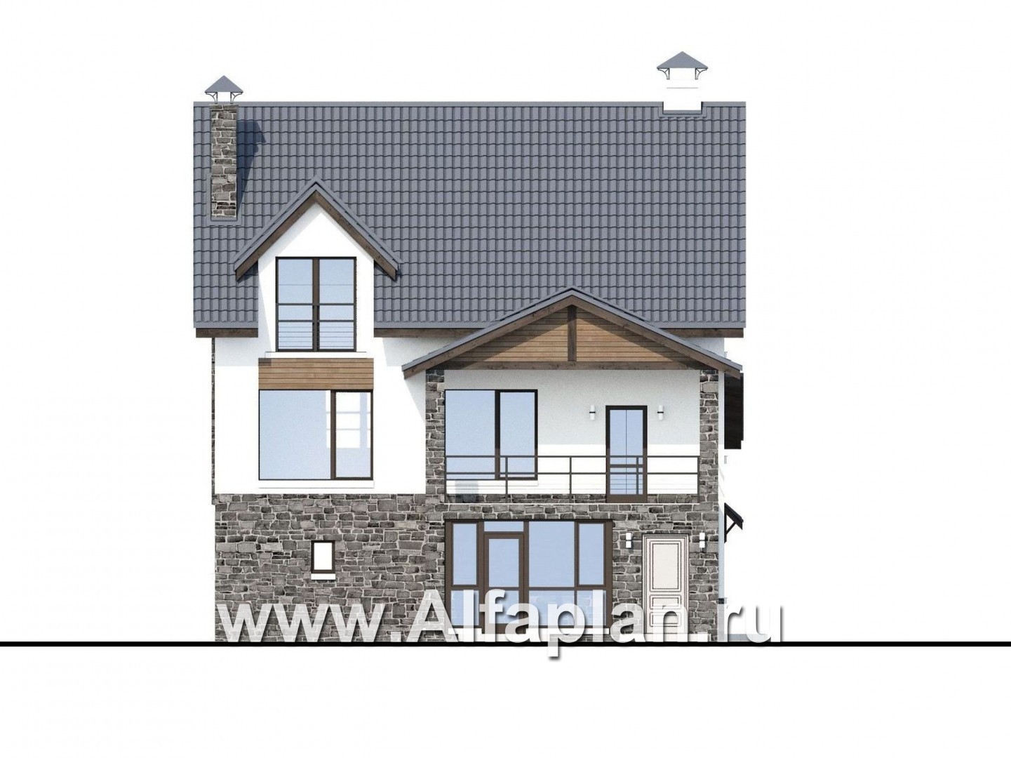 Проекты домов Альфаплан - «Берег» - современный компактный коттедж для небольшого участка - изображение фасада №4