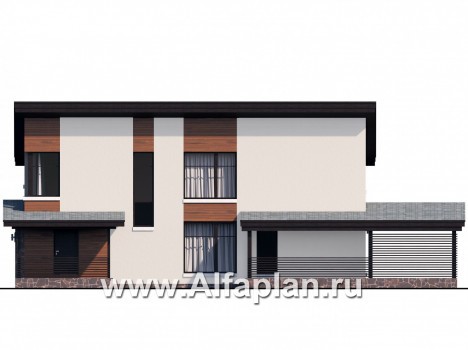 Проекты домов Альфаплан - «Писарро» - проект дома для узкого участка, 3 спальни - превью фасада №2
