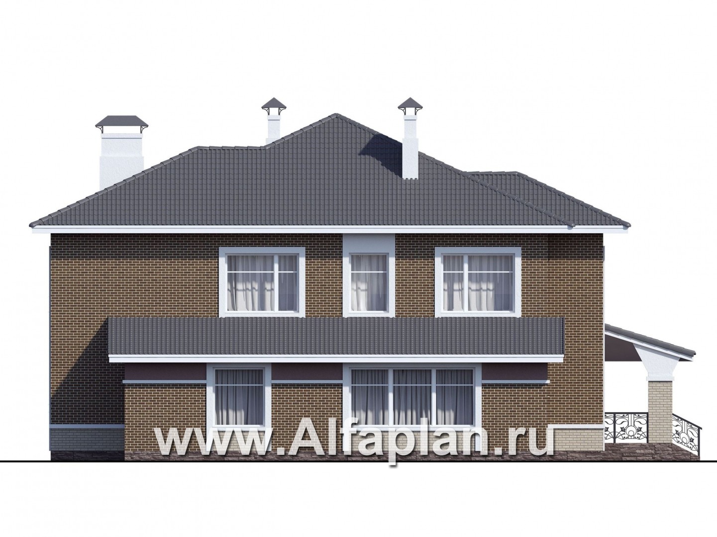 Проекты домов Альфаплан - «Арно» - классический особняк с двусветной столовой и бассейном - изображение фасада №4