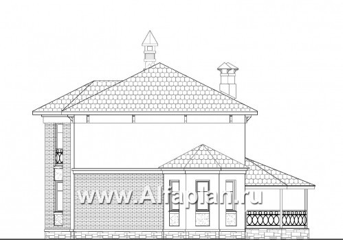 Проекты домов Альфаплан - «Классика»- двухэтажный особняк с эркером и гаражом на два автомобиля - превью фасада №2