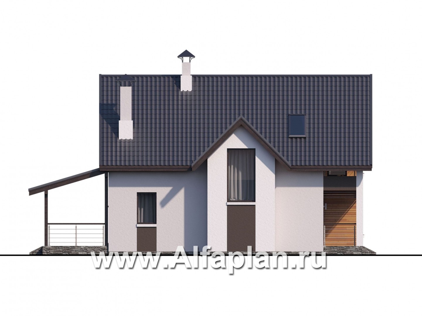 Проекты домов Альфаплан - «Арс» - небольшой мансардный дом для узкого участка - изображение фасада №3
