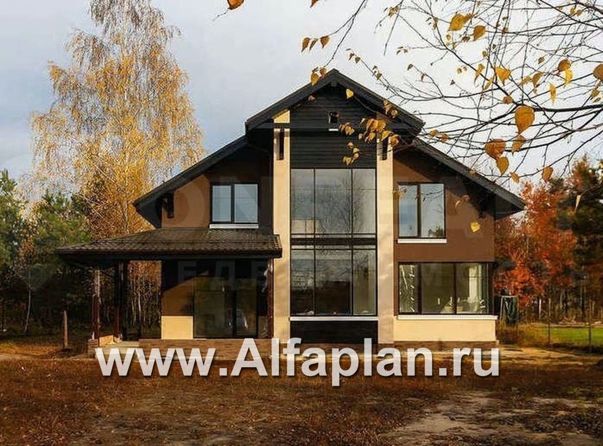 Проекты домов Альфаплан - «Регата» — комфортный загородный дом с двускатной крышей - дополнительное изображение №1