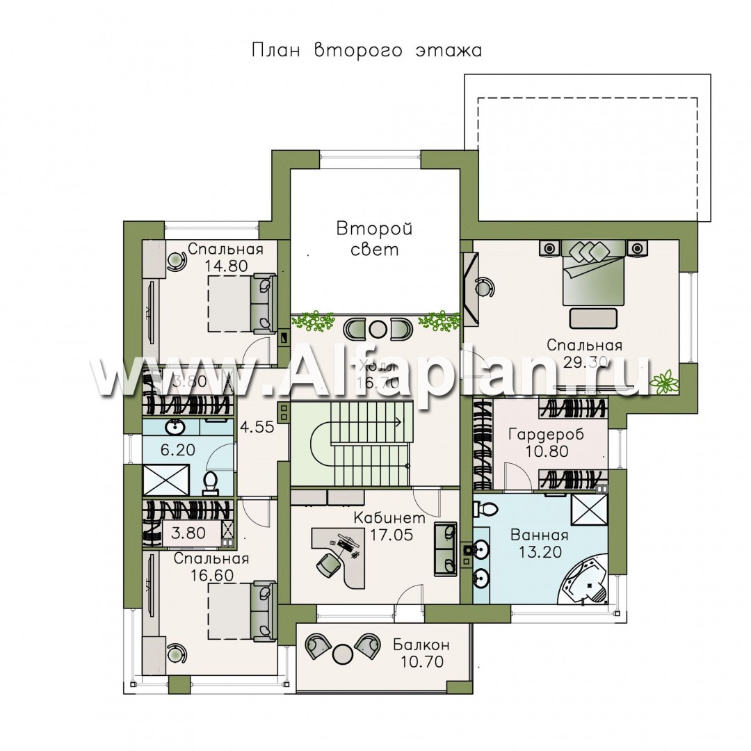 Проекты домов Альфаплан - «Эльба» — современная вилла с угловым остеклением - изображение плана проекта №2