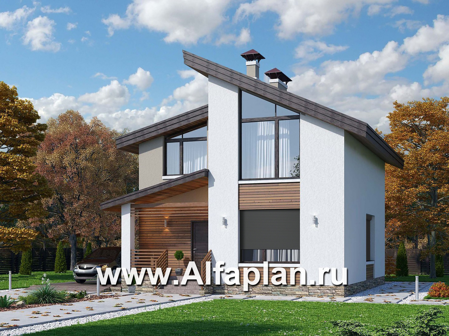 Проекты домов Альфаплан - «Оптима»- стильный небольшой дом - дополнительное изображение №1