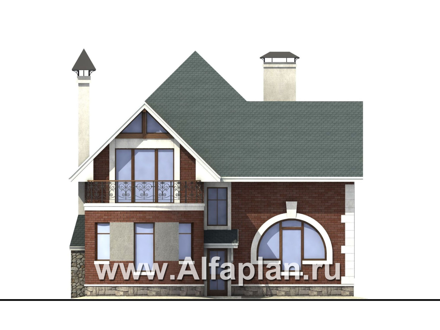 Проекты домов Альфаплан - «Алегро»- проект загородного дома с большой террасой - изображение фасада №4