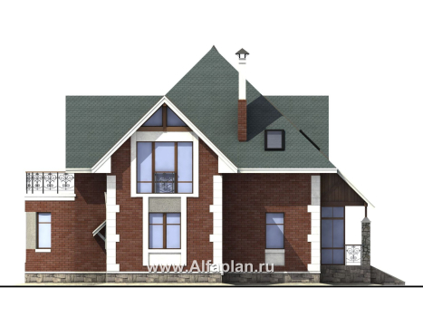 Проекты домов Альфаплан - «Алегро»- проект загородного дома с большой террасой - превью фасада №3
