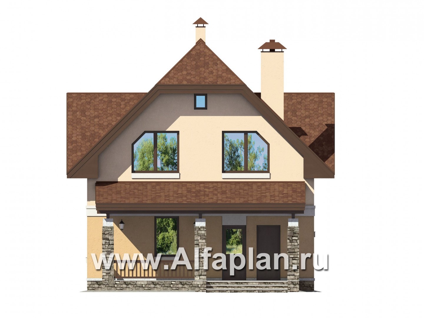 Проекты домов Альфаплан - Небольшой дом для загородной жизни - изображение фасада №1