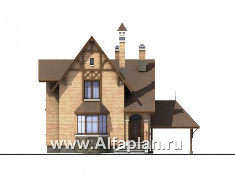 Проекты домов Альфаплан - «Вива Бе» - рациональный дом с навесом для машины - превью фасада №1