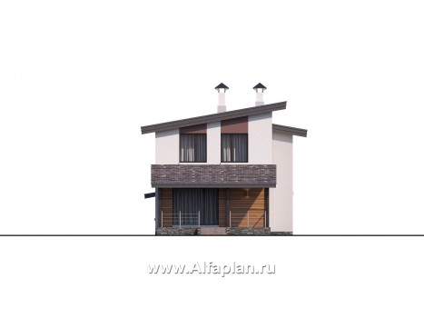 Проекты домов Альфаплан - «Арс» - дом с гаражом-навесом для узкого участка - превью фасада №3