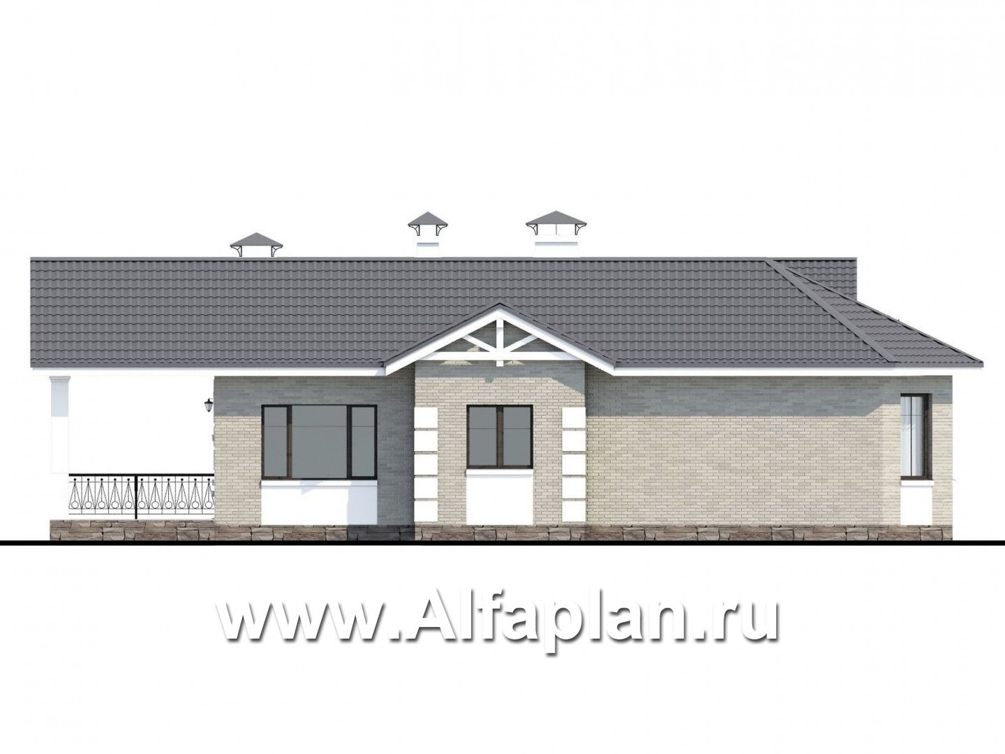 Проекты домов Альфаплан - «Тайный советник» - полутораэтажный коттедж с небольшим цоколем - изображение фасада №3