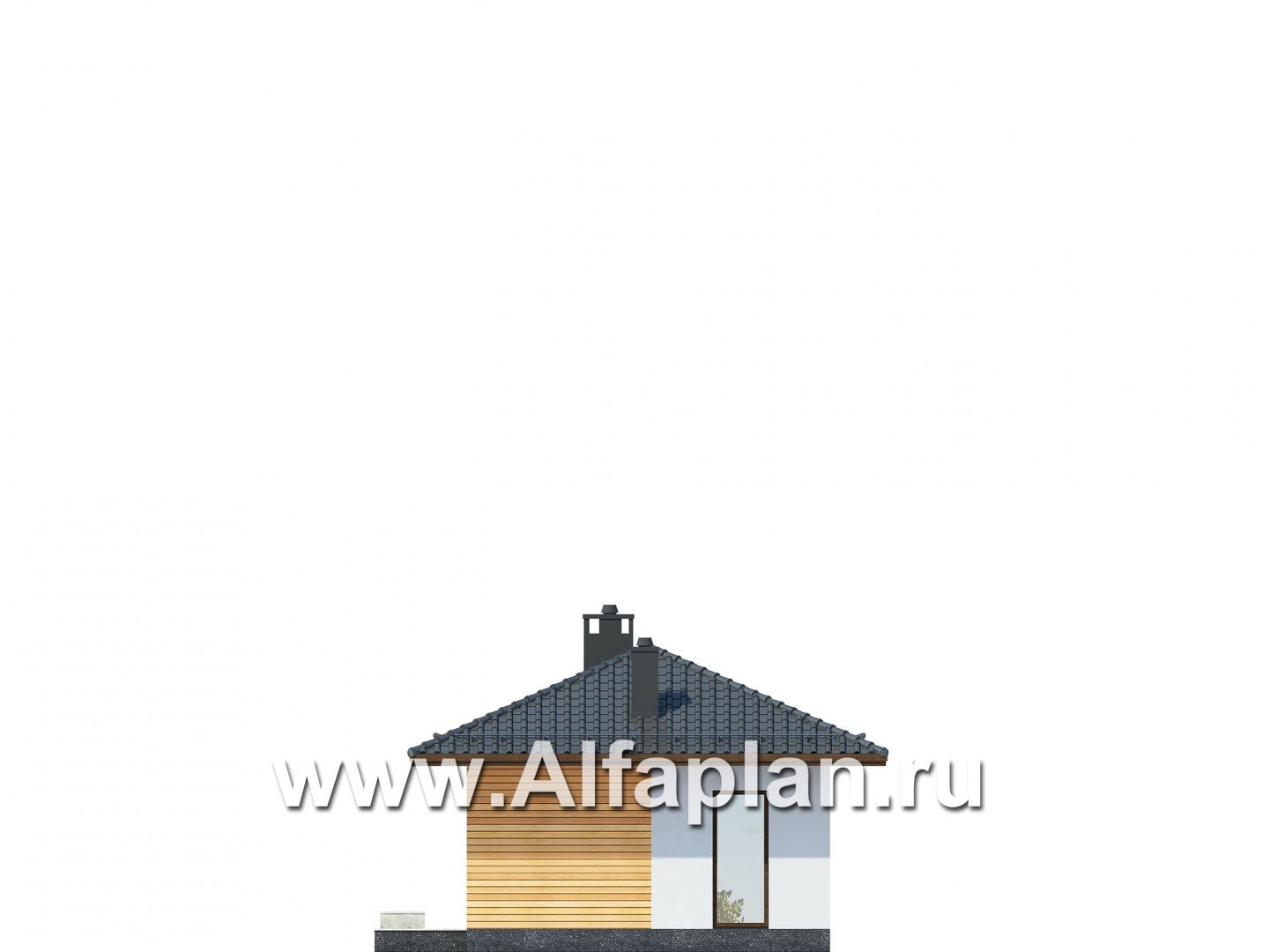 Проекты домов Альфаплан - Одноэтажный загородный дом - изображение фасада №2