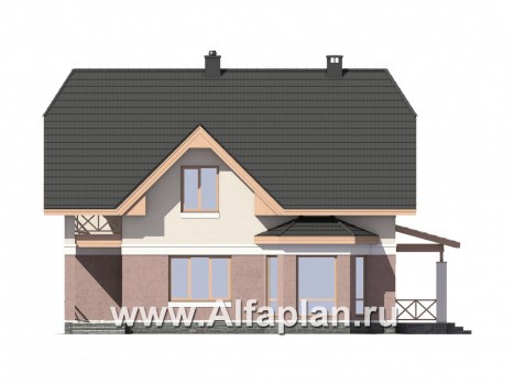 Проекты домов Альфаплан - Экономичный дом из газобетона - превью фасада №2