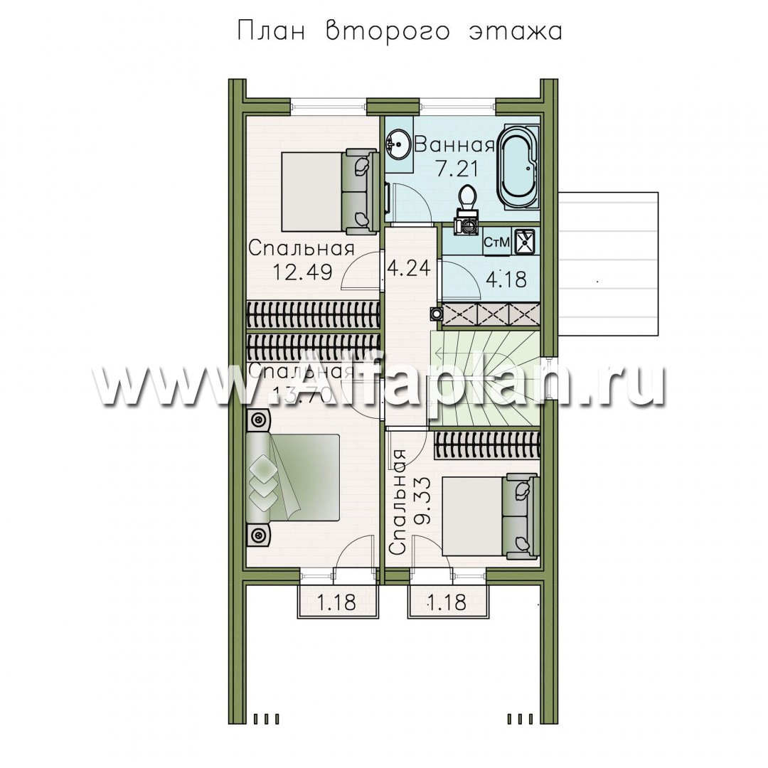 Проекты домов Альфаплан - «Сигма» - стильный двухэтажный каркасный дом - изображение плана проекта №2