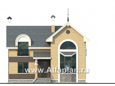 Проекты домов Альфаплан - «Фантазия» - проект дома с компактным планом для небольшого участка - превью фасада №1