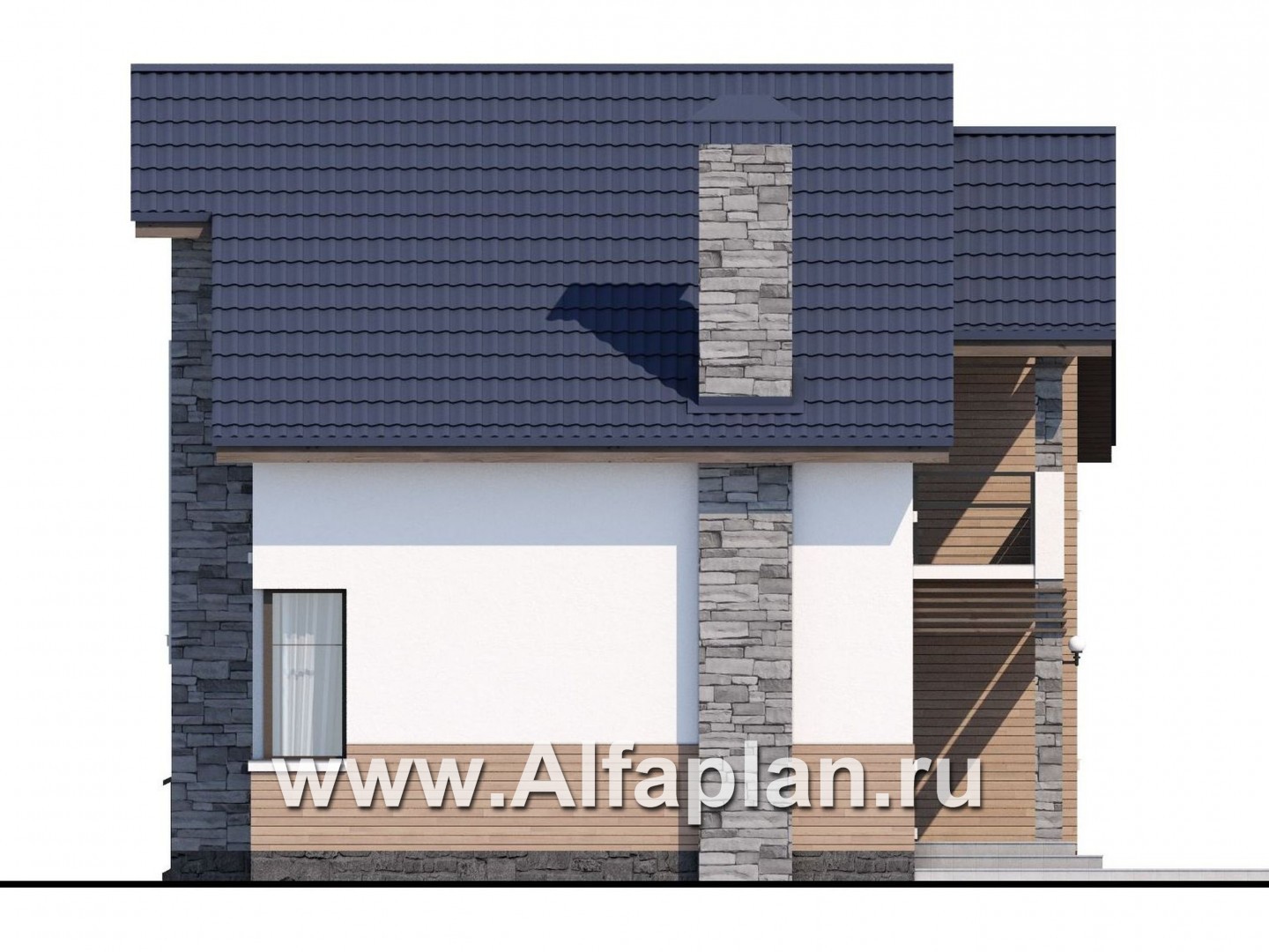 Проекты домов Альфаплан - Кирпичный дом «Валаам» с мансардой - изображение фасада №2