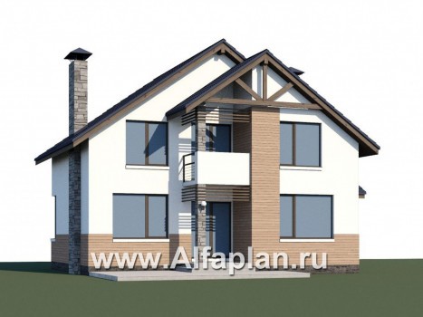 Проекты домов Альфаплан - Кирпичный дом «Валаам» с мансардой - превью дополнительного изображения №1