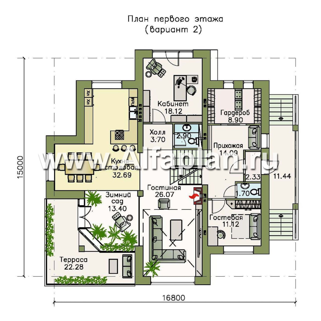 Проекты домов Альфаплан - «Три  семерки» - проект трехэтажного дома, гараж в цоколе, второй свет и панорамные окна, современный дизайн дома - план проекта №3